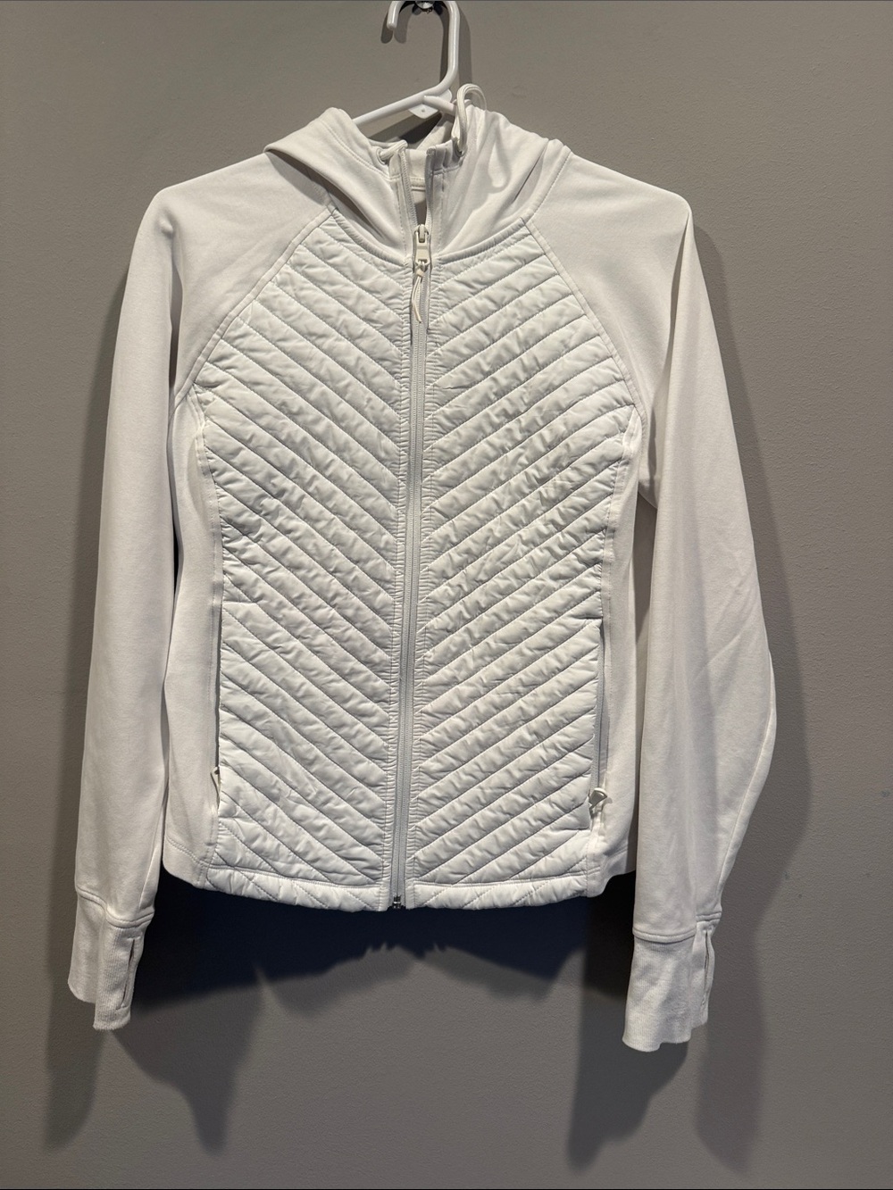 Old Navy White Quilted Hooded Jacket